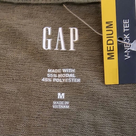 Gap Short Sleeve Tee Women's Sz M Olive Green V Neck Pull Over Soft Modal Blend - Picture 2 of 13